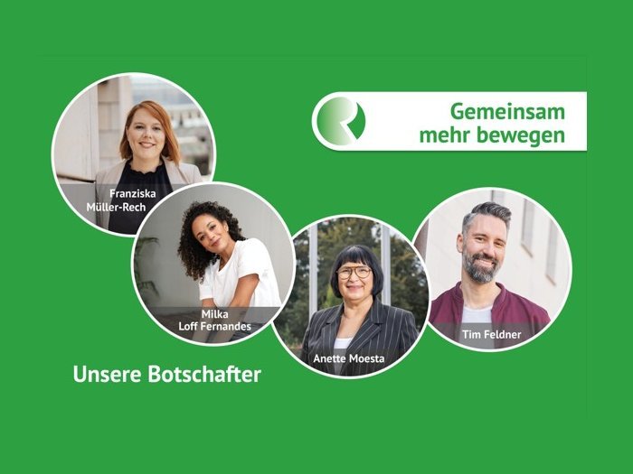 Franziska Müller-Rech, Milka Loff Fernandes, Anette Moesta und Tim Feldner sind die Botschafter der Deutschen Rheuma-Liga.